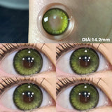 Qfdian  1 Pair/2pcs Prescription Contact Lenses Myopia Lenses with Diopters Green Pupils Color Contact Lenses for Eyes Blue Lens