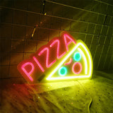 Qfdian  Pizza Neon Sign Decor Open Neon Sign Wall Decor Pizza Neon Sign Indoor LED Nightlight Sign for Store Handmade Business Sign
