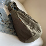 Qfdian Large Oxford Hobos Bags Women Solid Cloth Shoulder Bags Korea Style Canvas Packages Unisex Strong Big Leisure Or Travel Bags