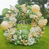 Qfdian  113Pcs Sage Green Balloon Arch Garland Kit Olive Avocado Green Ballon Jungle Birthday Party Decoration Baby Shower Bridal Shower