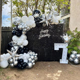 Qfdian  Black Silver Balloons Arch Garland Kit Graduation Decor New Year Ballon Garland Kid Birthday Party Baby Shower Decoration Globos