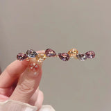 Qfdian  Luxury Fashion Crystal Bow Decor Spring Flat Hair Slides Elegant Ladies Top Ponytail Lightweight Daily Party Fashion Hair Clips