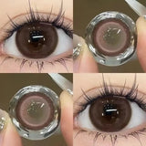 Qfdian 1Pair Myopia -0.00 to -8.00 Colour Contacts Lenses Natural Black Eye Lenses Beauty Pupil Blue Gray Lenses