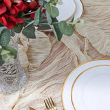 Qfdian Beige Table Runner Gauze Cheesecloth Rustic Sheer Boho Wedding Decoration Tablecloth Baby Shower Christmas Birthday Party Decors