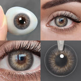 Qfdian Black Lenses Color Contact Lens with Prescription Myopia Lenses with Degree Brown Lenses Gray Pupils Fast Shipping