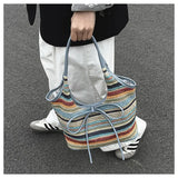 Qfdian Large capacity simple casual armpit bag, fashionable woven bag, beach shoulder bag