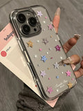 Qfdian  Mirror Sparkling Diamond Three-Dimensional Star Suitable For Iphone 15 Pro Max Phone Case 16 14  13 Pro All Inclusive Hard Case