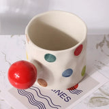 Qfdian Fine Ceramic Heart Coffee Cup Red Polka Dot Drinking Cup Afternoon Camellia Tea Coffee Mug Heart Shaped Breakfast Milk Mug Gift