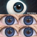 Qfdian  1 Pair/2pcs Prescription Contact Lenses Myopia Lenses with Diopters Green Pupils Color Contact Lenses for Eyes Blue Lens