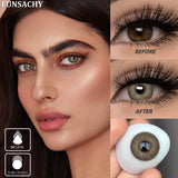 Qfdian  1 Pair Colored Contact Lenses for Eyes Blue Pupil Beautiful Eye Contacts Natural Soft Brown Gray Lenses Yearly Cosmetic