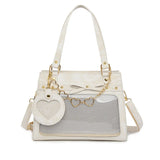 Qfdian Japanese Sweet Kawaii Women's Handbags Transparent Casual Streetwear Ita Bags Y2k Aesthetic Chic All Match Shoulder Underarm Bag