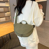 Qfdian Women All Match Simple Y2k Aesthetic Hobo Bags Nylon Casual Vintage Shoulder Bag Korean Ins Streetwear Solid Handbags Crossbody