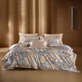 Qfdian 22 Momme Natural Mulberry Silk Luxury Bedding Set Yarn-dyed Jacquard Silk Cotton Duvet Cover Flat Sheet With Pillowcases 4Pcs