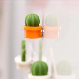 Qfdian 6pcs Cactus Magnetic Message Refrigerator Magnet Green Plant Potted Magnet Cactus Ball Three-dimensional Refrigerator Magnet