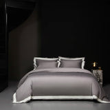 Qfdian 4Pcs Premium 1000TC Egyptian Cotton Solid Color Hotel Style Wide Edge Bedding Set Duvet Cover Bed Sheet/Fitted Sheet Pillowcases