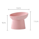 Qfdian  Creative Pet Bowls, Ceramic Oblique Mouth High footed Cats Food Tableware Protection Cat and Dog Bowl, Pet Supplies, 1Pc
