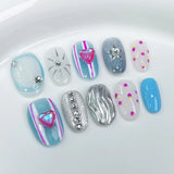 Qfdian  Size S Handmade Acrylic Press on Nails Short Square Round False Nails With Designs Ballet Sweet Cute Fake Nails With Glue