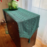 Qfdian  Light Luxury Polyester Cotton Hollow Tablecloth for Diningroom Study Table Flag TV Cabinet Dust Cover Solid Color Pastoral Style