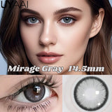 Qfdian  1 Pair Colored Contact Lenses Natural Brown 14.5mm Big Eyes Contacts Cosmetics Green Eye Color Lens Gray Lens Women Makeup