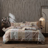 Qfdian  Korean Style Bedding Set Ins Retro Fresh Floral Washed Cotton Four Piece Duvet Set, Student Dormitory Bed Sheet Three Piece Set