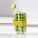 Qfdian  2-in-1 With Straw Water Bottle Ice Cube Silicone Tray Food-grade Ice Make Pressing Mould Ice Drink Cup Outdoor Fruit Juice Cup