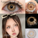 Qfdian  1 Pair Big Eyes Colored Contact Lenses Natural Brown Eyes Lens Gray Pupils Eyes Makeup Korean Style Contact Yearly Use