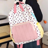 Qfdian  Japanese Kawaii Cute Strawberry Print Backpack Sweet Y2k Fashion Schoolbags Preppy Contrast Color Backpacks for Women Students