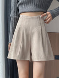 Qfdian  Fall Winter Chenille Shorts Women High Waist Wide Leg Loose Casual Irregular Shorts Female New Zipper Shorts Girly Fashion