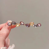 Qfdian  Luxury Fashion Crystal Bow Decor Spring Flat Hair Slides Elegant Ladies Top Ponytail Lightweight Daily Party Fashion Hair Clips