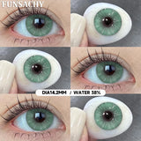 Qfdian  1 pair Green Color Series Contact Lenses for Eyes Natural Blue Lenses Eye Makeup Beauty Pupils Yearly Use Cosmetics Len