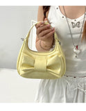 Qfdian Japanese Sweet Kawaii Bow Purses and Handbags Women Casual Top-Handle Bags Y2k Elegant Shoulder Crossbody Bag Fashion Clutches