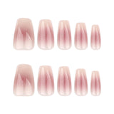 Qfdian  24pcs Smudging Blush Pink Fake Nail Tips Shiny Sequins Gentle False Nails For Women Girls Ballerina Wearable Sweet Press On Nail