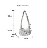Qfdian Women Ins Casual Sweet Kawaii Bow Handbags Pleated Y2k Aesthetic Vintage Underarm Bag Fashion All Match Shoulder Crossbody Bags