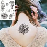 Qfdian  Waterproof Temporary Tattoo Stickers  Mandala Lace Hand Finger Wedding White Fake Tatto Flash Tatoo Body Art for Women Bride