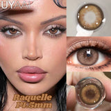 Qfdian  1 Pair Colored Contact Lenses Natural Brown 14.5mm Big Eyes Contacts Cosmetics Green Eye Color Lens Gray Lens Women Makeup