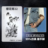 Qfdian Japanese Traditional Half Arm Herbal Juice Temporary Tattoo Stickers Sakura Leaf Lasting Art Fake Tattoo Men Women Faux Tatouage
