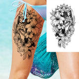 Qfdian  Realistic Fake Peony Temporary Tattoos For Women Girl Black Rose Elephant Flower Tattoo Sticker Tiger Anemone Tatoos Half Sleeve