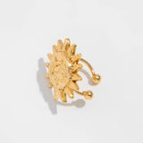 Qfdian  Vintage Flower C Shape Ear Cuff Silver Golded Starfish Shell Ring Clip Irregular Shape Minimalism C-shaped Ear Clip Travel