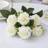Qfdian  1 pc Artificial Flowers Silk Rose Bouquet Garden Home Room Table Wedding Bridal Bouquet Yard Outdoor Decora Diy Gifts Hot Sales