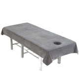 Qfdian  New Beauty Salon Sheets Thickened Double-sided Velvet Massage Sheets Water Absorption Anti-wrinkle with Holes Soft Skin-friendly