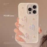 Qfdian Phone case for 13 iphone 15 pro max 15pro 13pro 11 15promax 14 12promax 12 3D pearl love light shell elegant anti-fall conque