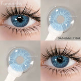Qfdian   1 pair Colorcon Contact Lenses for Eyes Black Lenses Beautiful Cosmetic Pupil Blue Lenses Big Eyes Contacts Lens Yearly