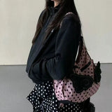 Qfdian Korean All Match Streetwear Wings Women's Handbags Vintage Dots Grunge Backpacks Casual Y2k Aesthetic Shoulder Crossbody Bags
