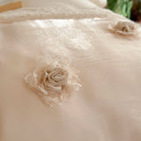 Qfdian  Luxury Lace Ruffles Lyocell Bedding Set, Soft Cooling Flower Duvet Cover Set Bed Sheet/Bed Skirt/Fitted Sheet Pillowcases 4Pcs