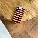 Qfdian Red stripes autume winter 3d bowknot  cover for iphone 15pro 16promax 16 13pro 12 14 13 15 pro max 14promax rope phone case
