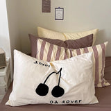 Qfdian  1pc Retro Korean Style Cotton Stripe Pillowcover Simple Envelop Sleeping Pillowcase Cushion Cover Home BedroomBedding Decor Gift