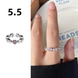 Qfdian  Minimalist Handmade Zircon Ring Simple Design Retro Texture Crystal Ring Irregular Shape Matte Finish Gemstone Ring