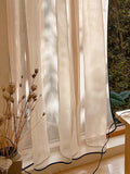 Qfdian  1pc Japanese linen rod wrapped black edge living room study dust curtain