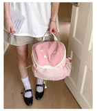 Japanese Letter Embroidery Schoolbags Y2k Aesthetic Student Casual Travel Backpacks Contrast Color Sweet Kawaii Bags for Women