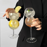 Qfdian  2pcs INS Round Ball Cocktail Glass Champagne Cocktail Glass Martini Glass High-Foot Suitable for Bars Wedding Banquets Parties